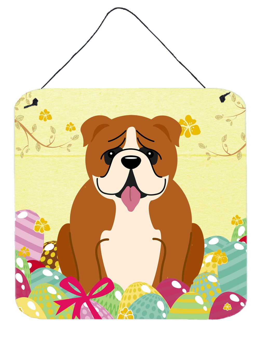 Easter Eggs English Bulldog Red White Wall or Door Hanging Prints BB6120DS66 by Caroline&#39;s Treasures