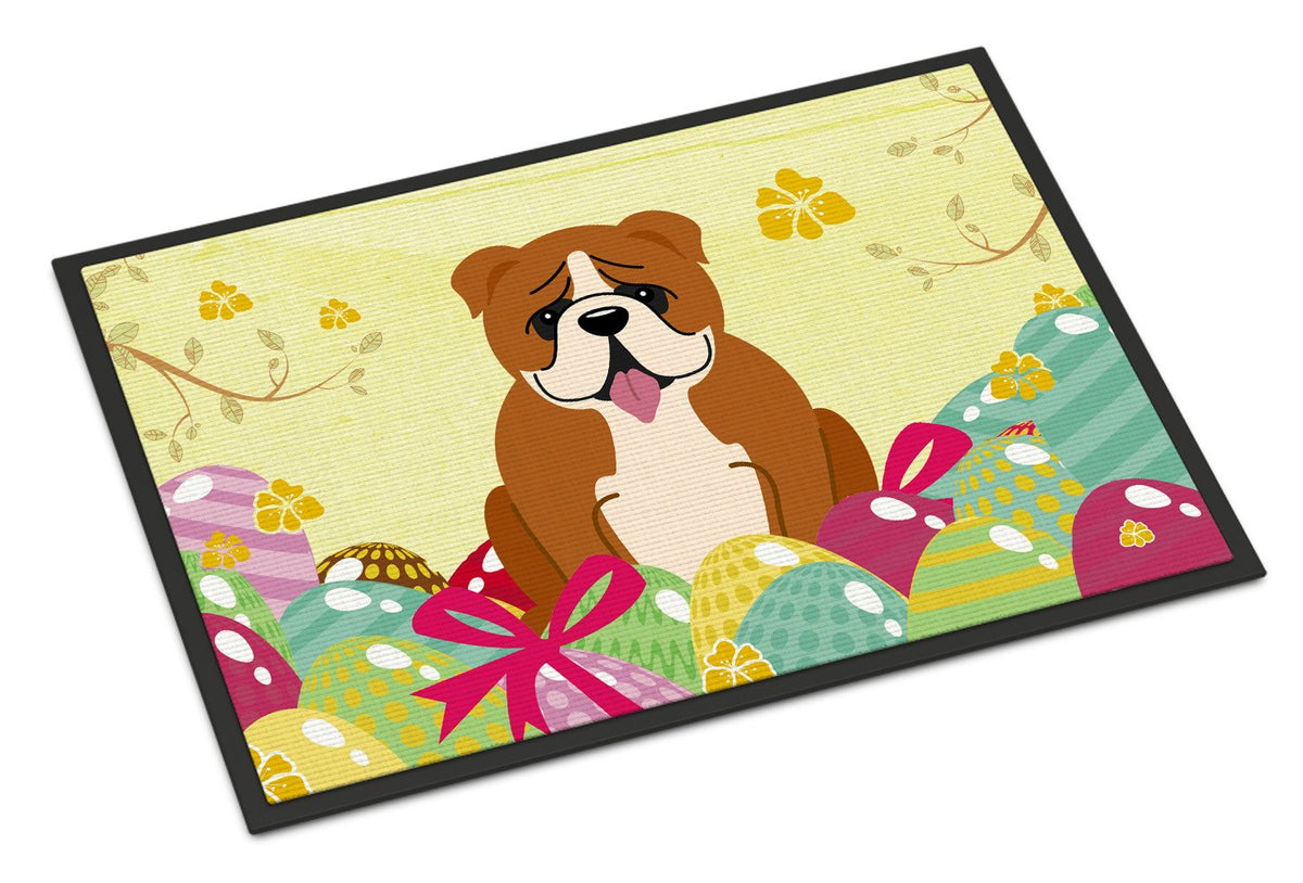 Easter Eggs English Bulldog Red White Indoor or Outdoor Mat 24x36 BB6120JMAT by Caroline&#39;s Treasures