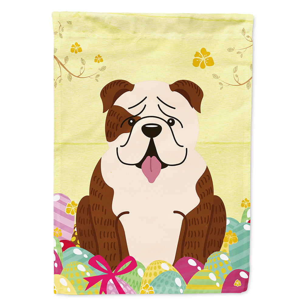 Easter Eggs English Bulldog Brindle White Flag Canvas House Size BB6121CHF  the-store.com.