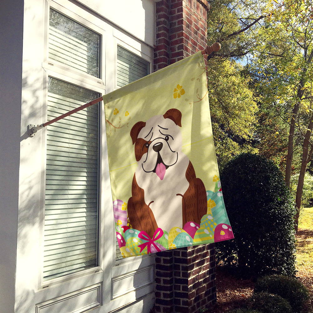 Easter Eggs English Bulldog Brindle White Flag Canvas House Size BB6121CHF  the-store.com.