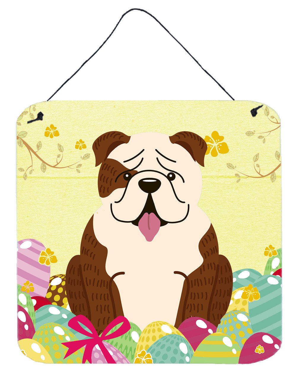 Easter Eggs English Bulldog Brindle White Wall or Door Hanging Prints BB6121DS66 by Caroline&#39;s Treasures