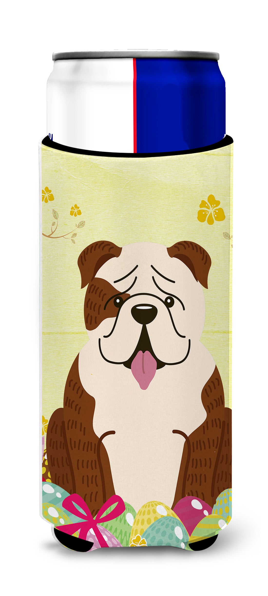 Easter Eggs English Bulldog Brindle White  Ultra Hugger for slim cans BB6121MUK  the-store.com.