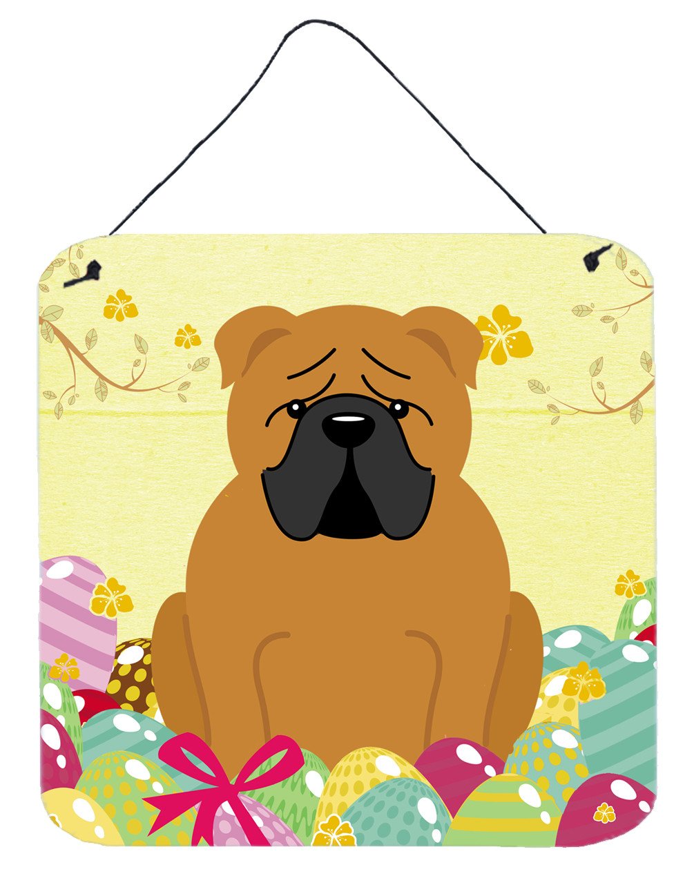 Easter Eggs English Bulldog Red Wall or Door Hanging Prints BB6122DS66 by Caroline&#39;s Treasures