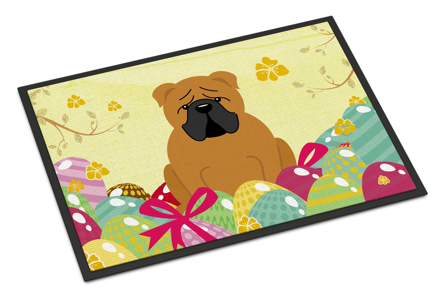 Easter Eggs English Bulldog Red Indoor or Outdoor Mat 24x36 BB6122JMAT by Caroline's Treasures