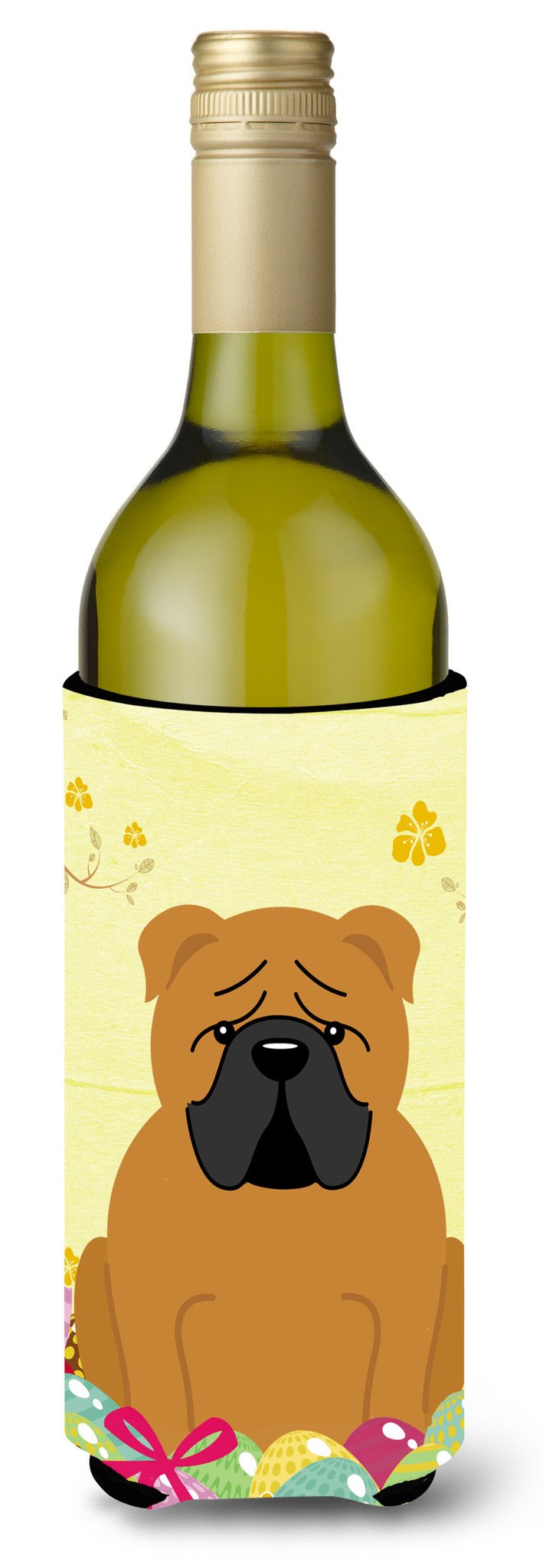 Easter Eggs English Bulldog Red Wine Bottle Beverge Insulator Hugger BB6122LITERK by Caroline&#39;s Treasures