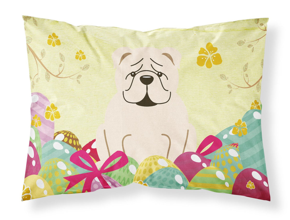 Easter Eggs English Bulldog White Fabric Standard Pillowcase BB6123PILLOWCASE by Caroline&#39;s Treasures