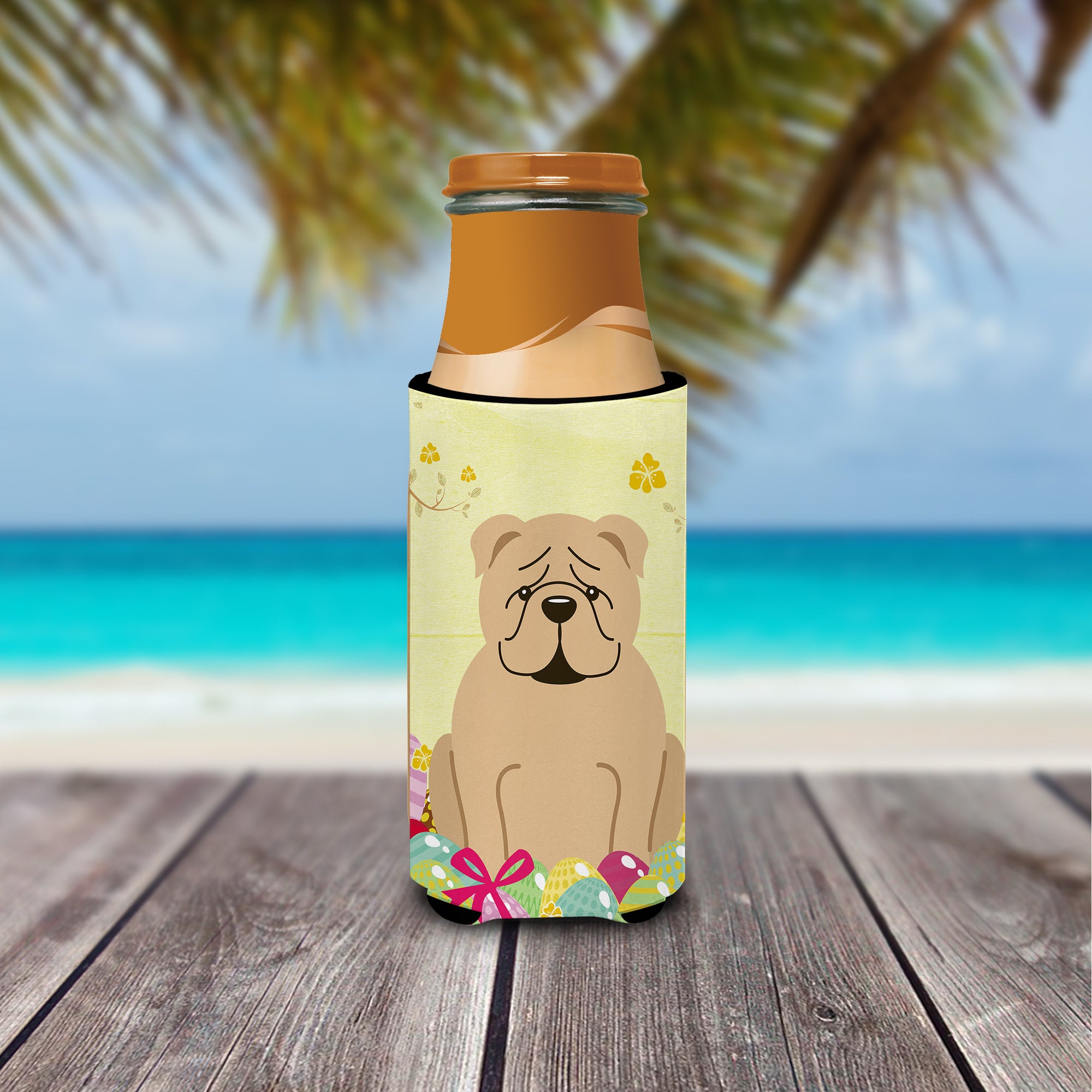 Easter Eggs English Bulldog Fawn  Ultra Hugger for slim cans BB6124MUK  the-store.com.