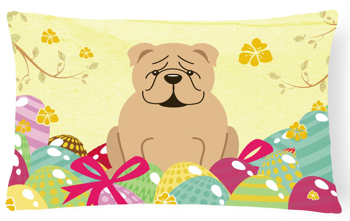 Easter Eggs English Bulldog Fawn Canvas Fabric Decorative Pillow BB6124PW1216 by Caroline&#39;s Treasures