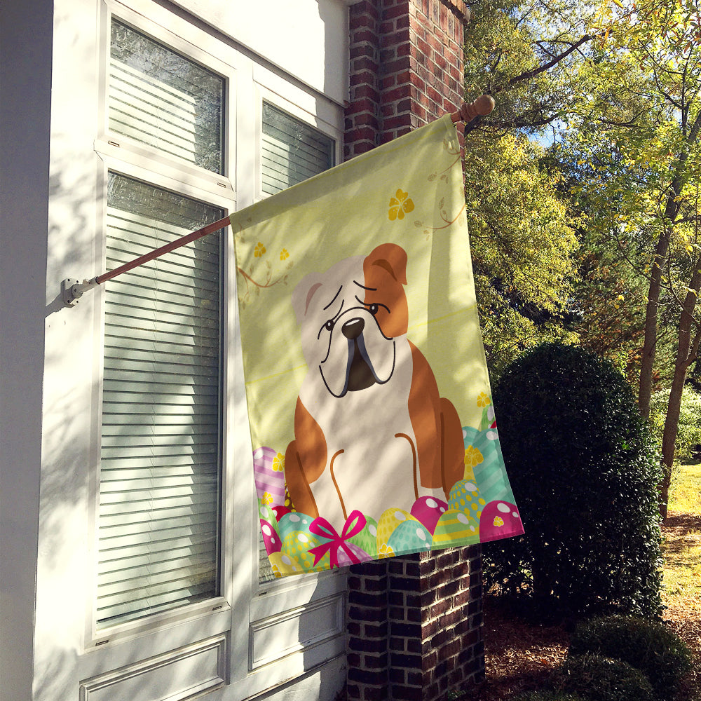 Easter Eggs English Bulldog Fawn White Flag Canvas House Size BB6125CHF  the-store.com.