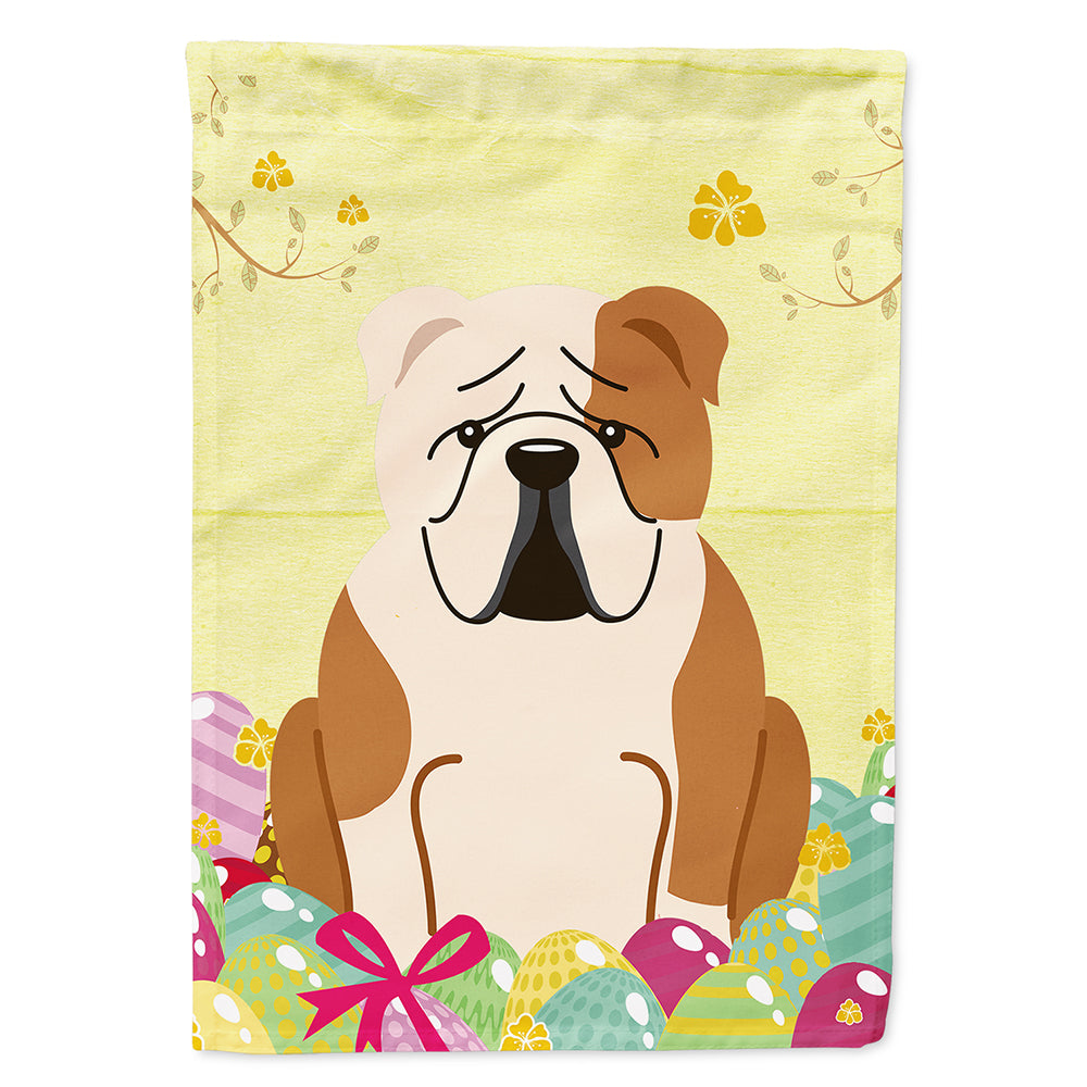 Easter Eggs English Bulldog Fawn White Flag Canvas House Size BB6125CHF  the-store.com.