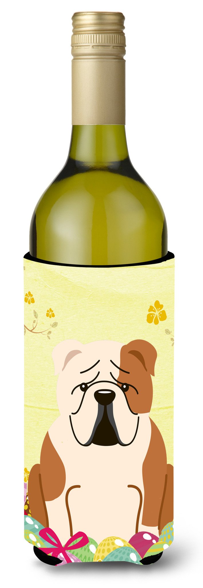 Easter Eggs English Bulldog Fawn White Wine Bottle Beverge Insulator Hugger BB6125LITERK by Caroline&#39;s Treasures