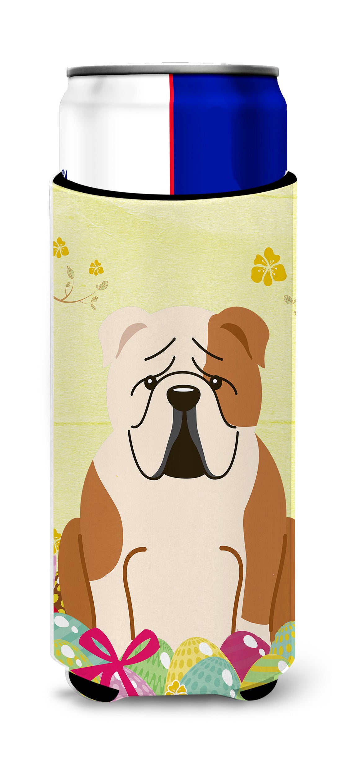 Easter Eggs English Bulldog Fawn White  Ultra Hugger for slim cans BB6125MUK  the-store.com.