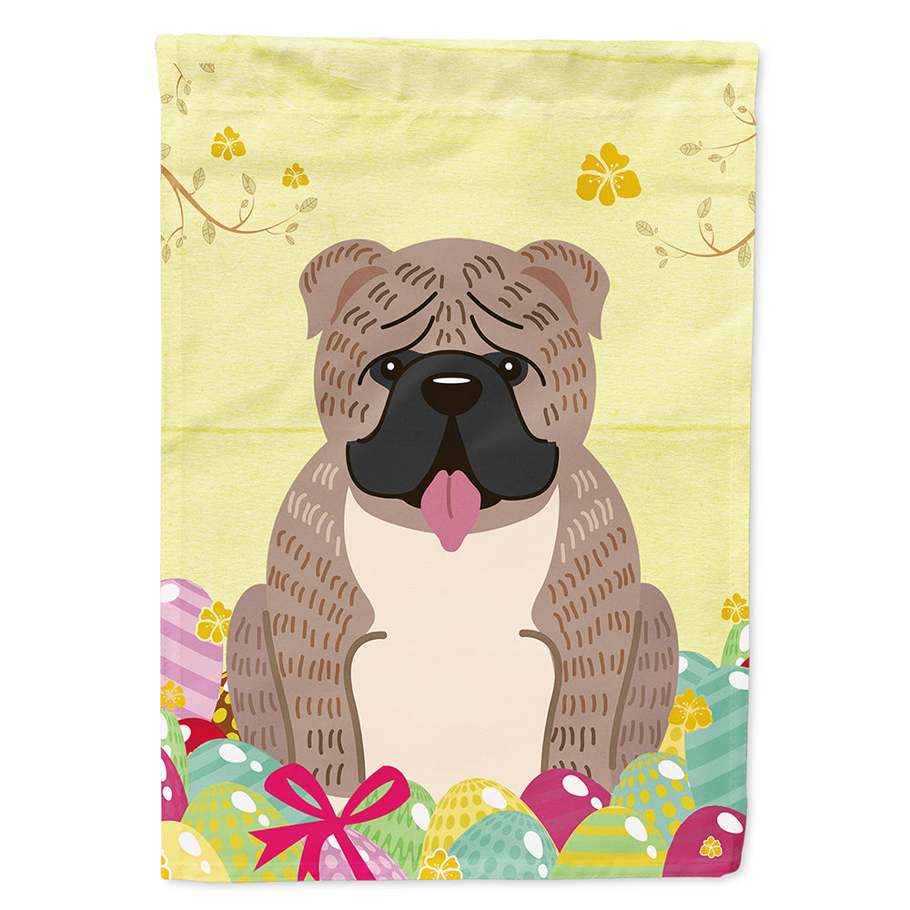 Easter Eggs English Bulldog Grey Brindle  Flag Canvas House Size BB6126CHF  the-store.com.