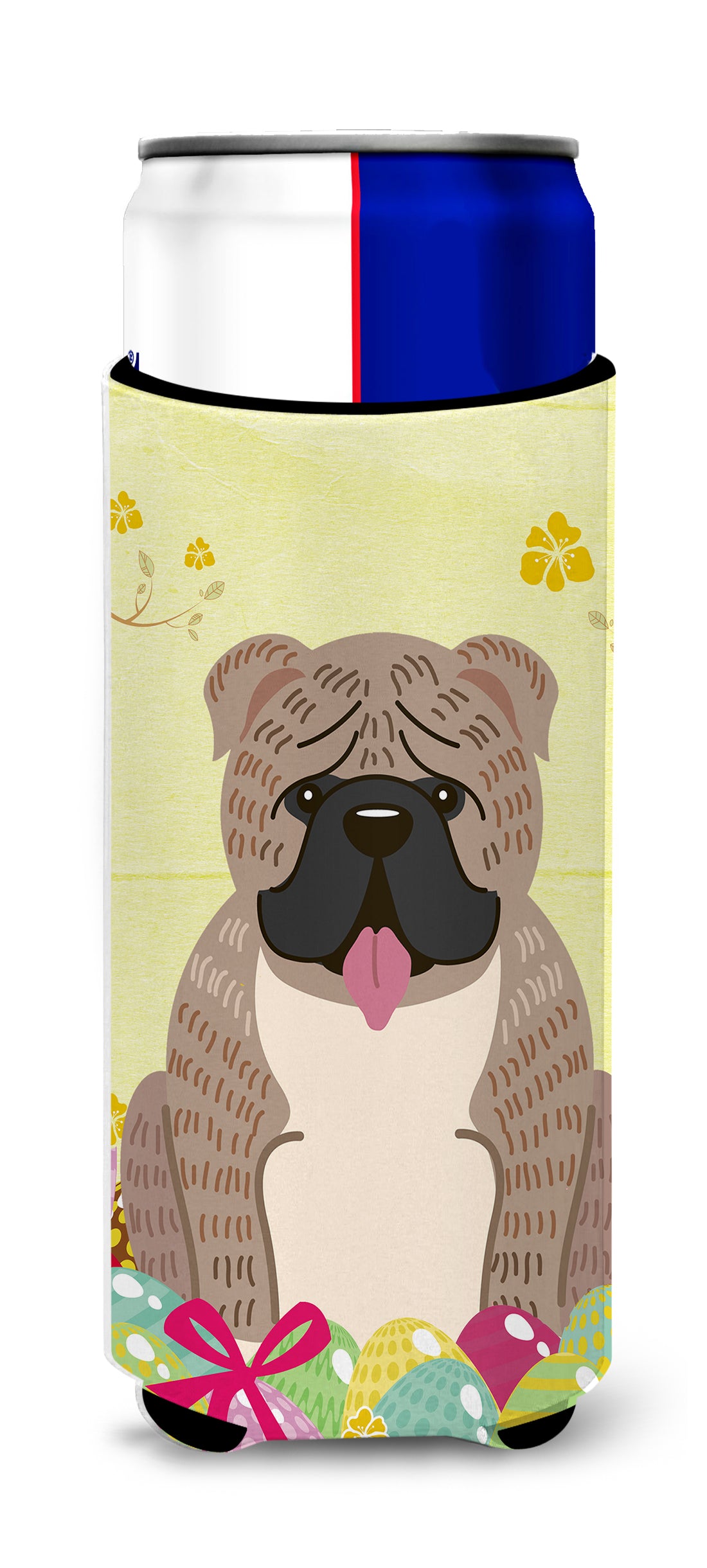 Easter Eggs English Bulldog Grey Brindle   Ultra Hugger for slim cans BB6126MUK  the-store.com.