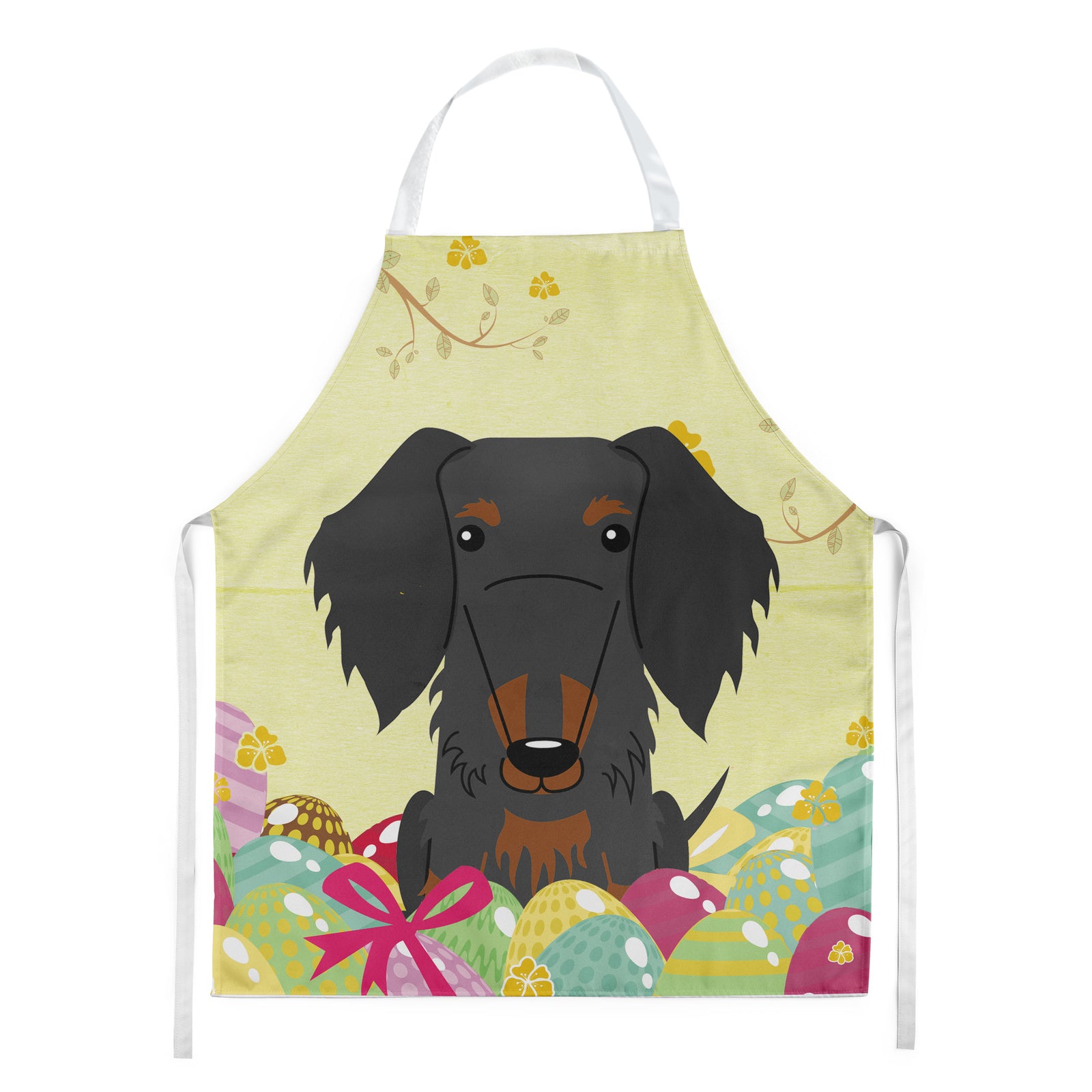 Easter Eggs Wire Haired Dachshund Black Tan Apron BB6127APRON  the-store.com.