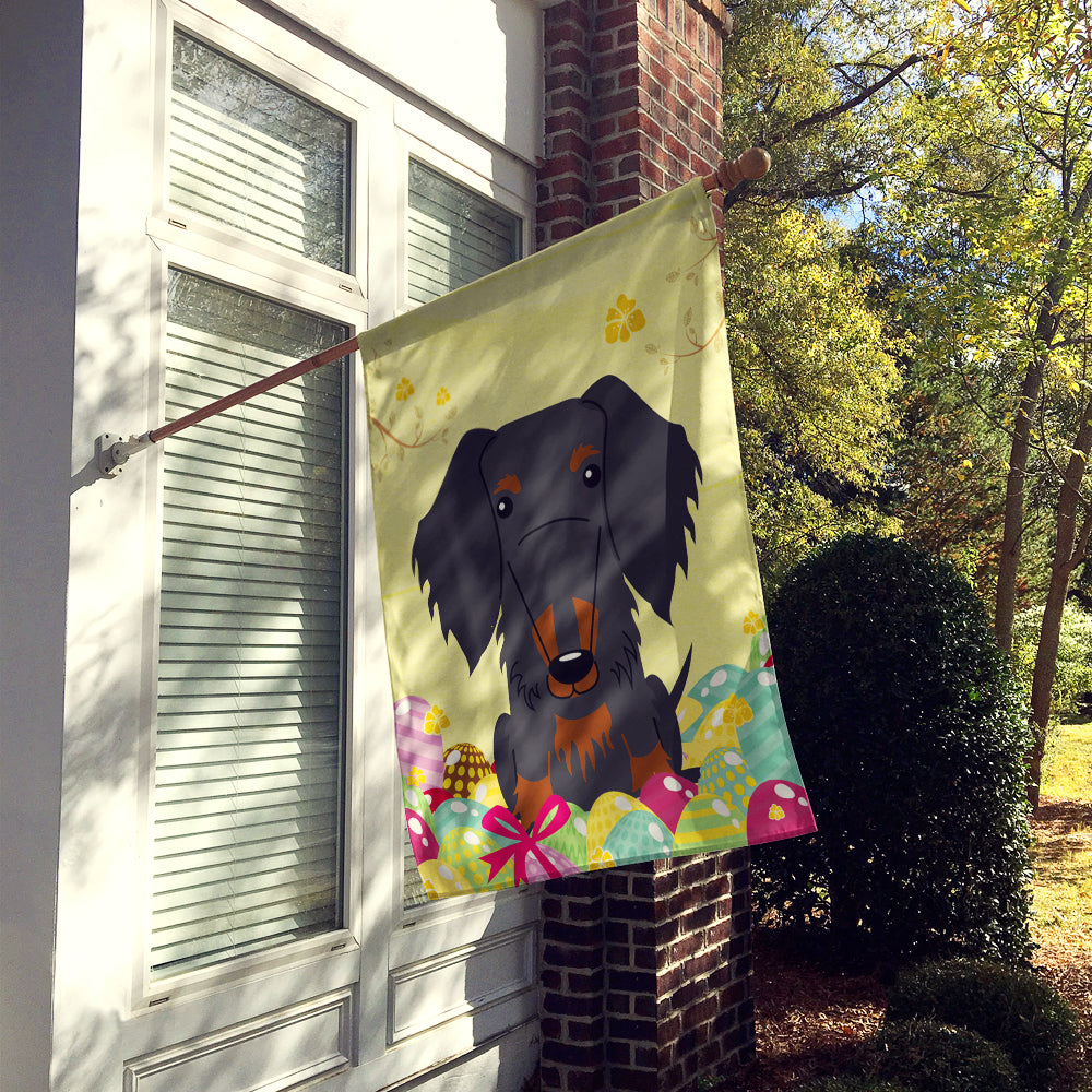 Easter Eggs Wire Haired Dachshund Black Tan Flag Canvas House Size BB6127CHF  the-store.com.