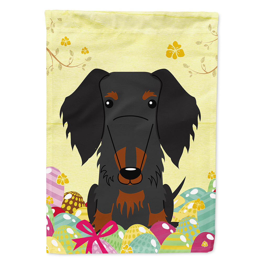 Easter Eggs Wire Haired Dachshund Black Tan Flag Canvas House Size BB6127CHF