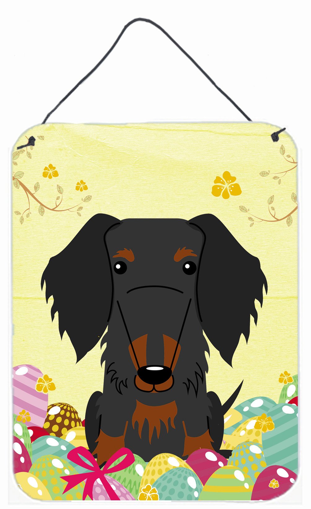 Easter Eggs Wire Haired Dachshund Black Tan Wall or Door Hanging Prints BB6127DS1216 by Caroline&#39;s Treasures