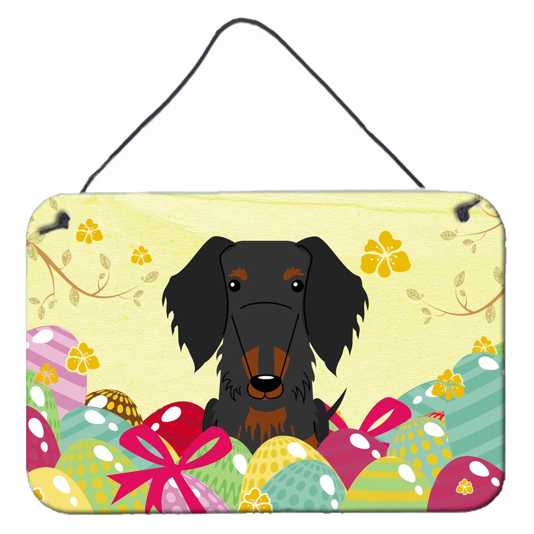 Easter Eggs Wire Haired Dachshund Black Tan Wall or Door Hanging Prints BB6127DS812 by Caroline's Treasures