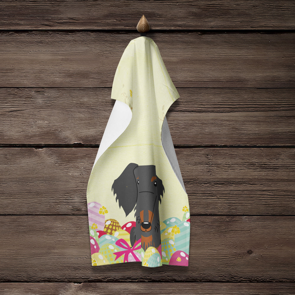 Easter Eggs Wire Haired Dachshund Black Tan Kitchen Towel BB6127KTWL - the-store.com
