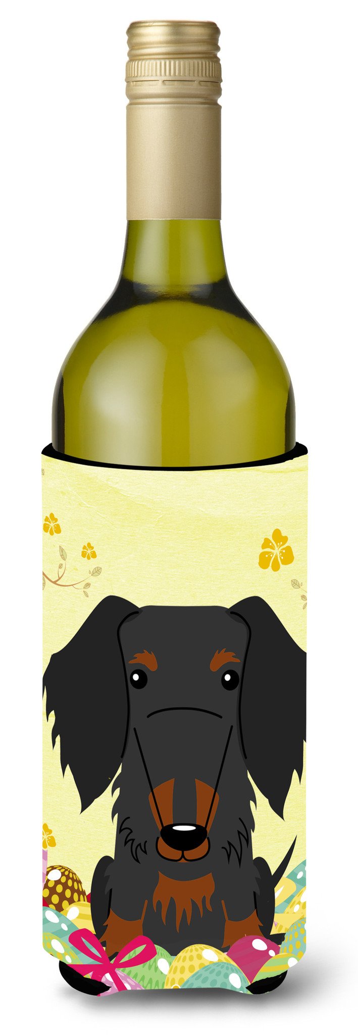 Easter Eggs Wire Haired Dachshund Black Tan Wine Bottle Beverge Insulator Hugger BB6127LITERK by Caroline&#39;s Treasures