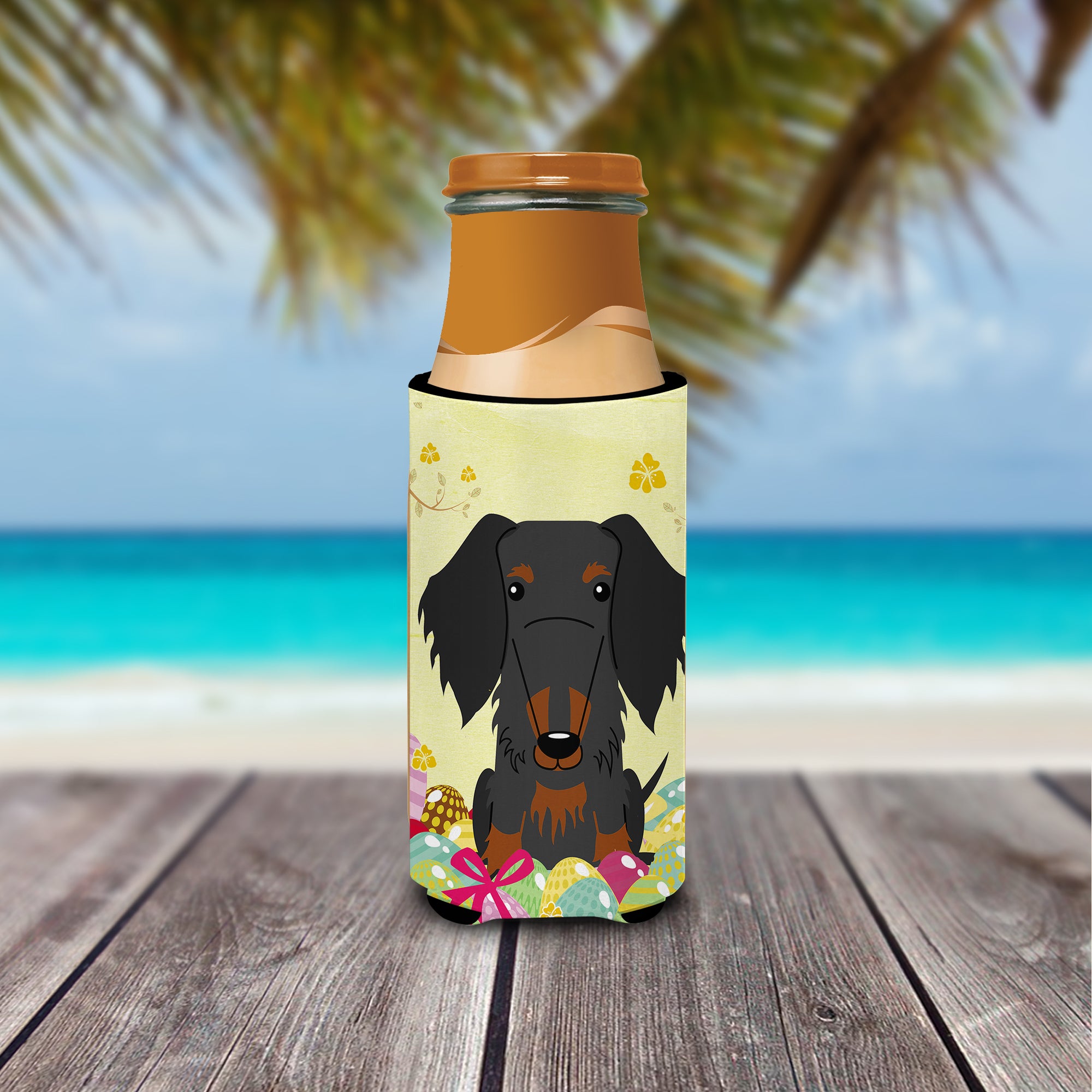 Easter Eggs Wire Haired Dachshund Black Tan  Ultra Hugger for slim cans BB6127MUK