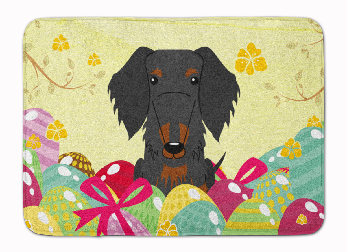 Easter Eggs Wire Haired Dachshund Black Tan Machine Washable Memory Foam Mat BB6127RUG - the-store.com
