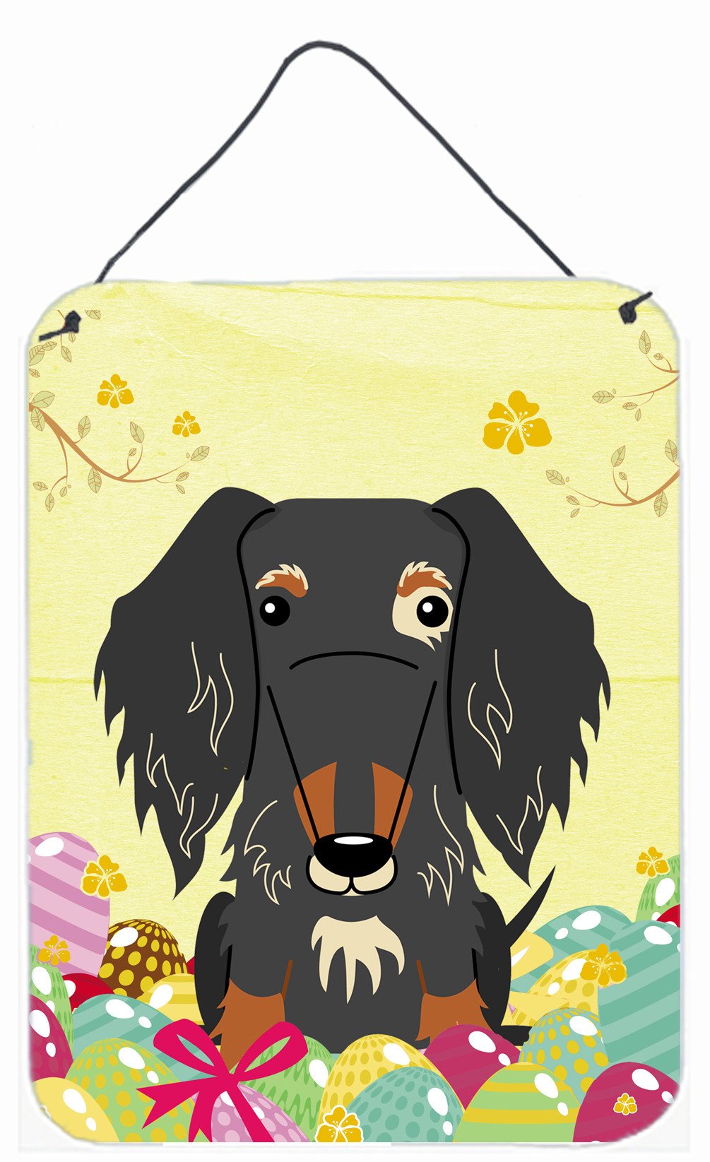 Easter Eggs Wire Haired Dachshund Dapple Wall or Door Hanging Prints BB6128DS1216 by Caroline&#39;s Treasures
