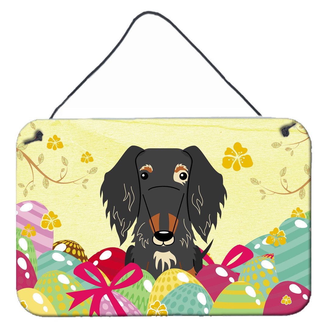 Easter Eggs Wire Haired Dachshund Dapple Wall or Door Hanging Prints BB6128DS812 by Caroline&#39;s Treasures