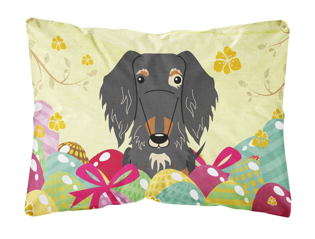 Easter Eggs Wire Haired Dachshund Dapple Canvas Fabric Decorative Pillow BB6128PW1216 by Caroline&#39;s Treasures