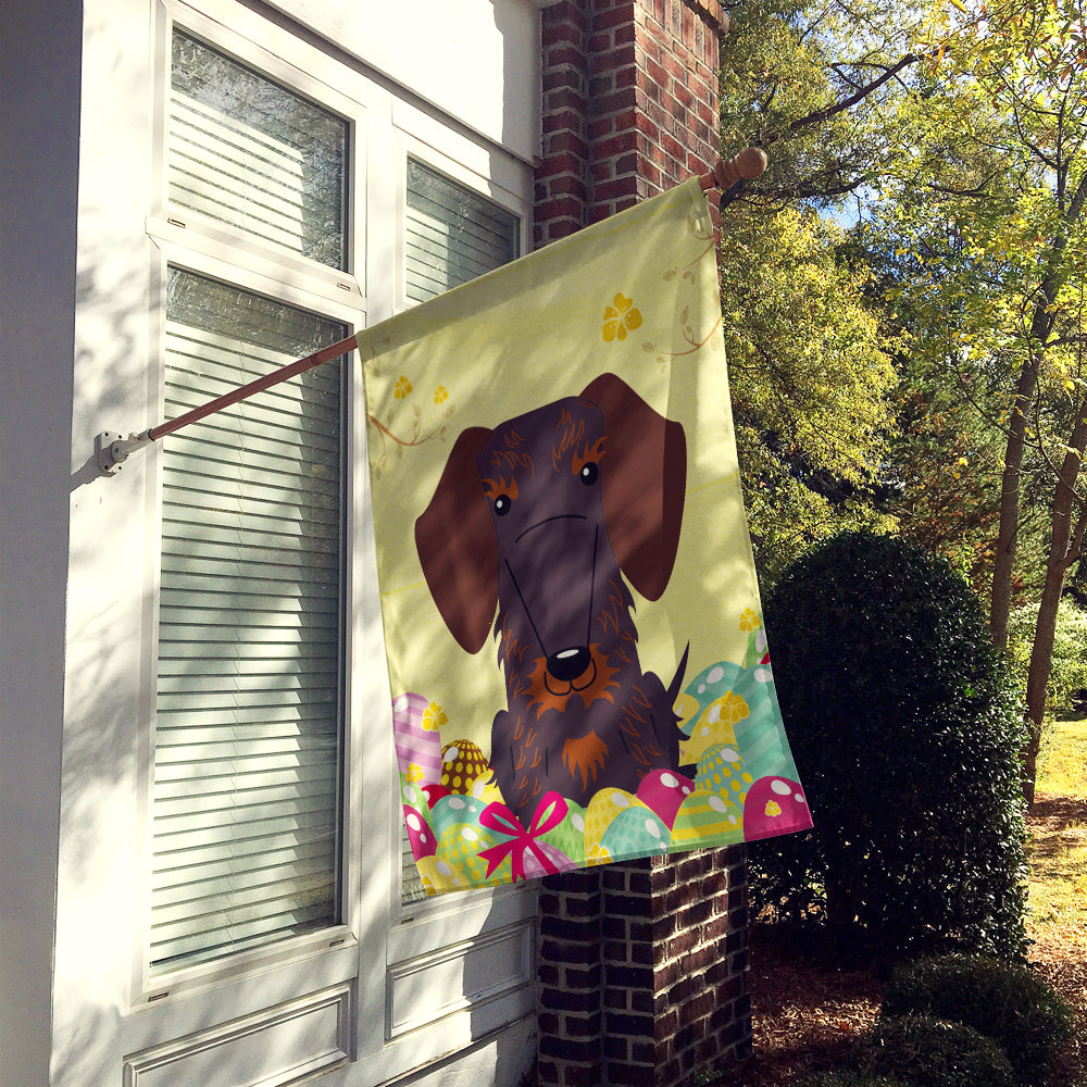 Easter Eggs Wire Haired Dachshund Chocolate Flag Canvas House Size BB6129CHF  the-store.com.