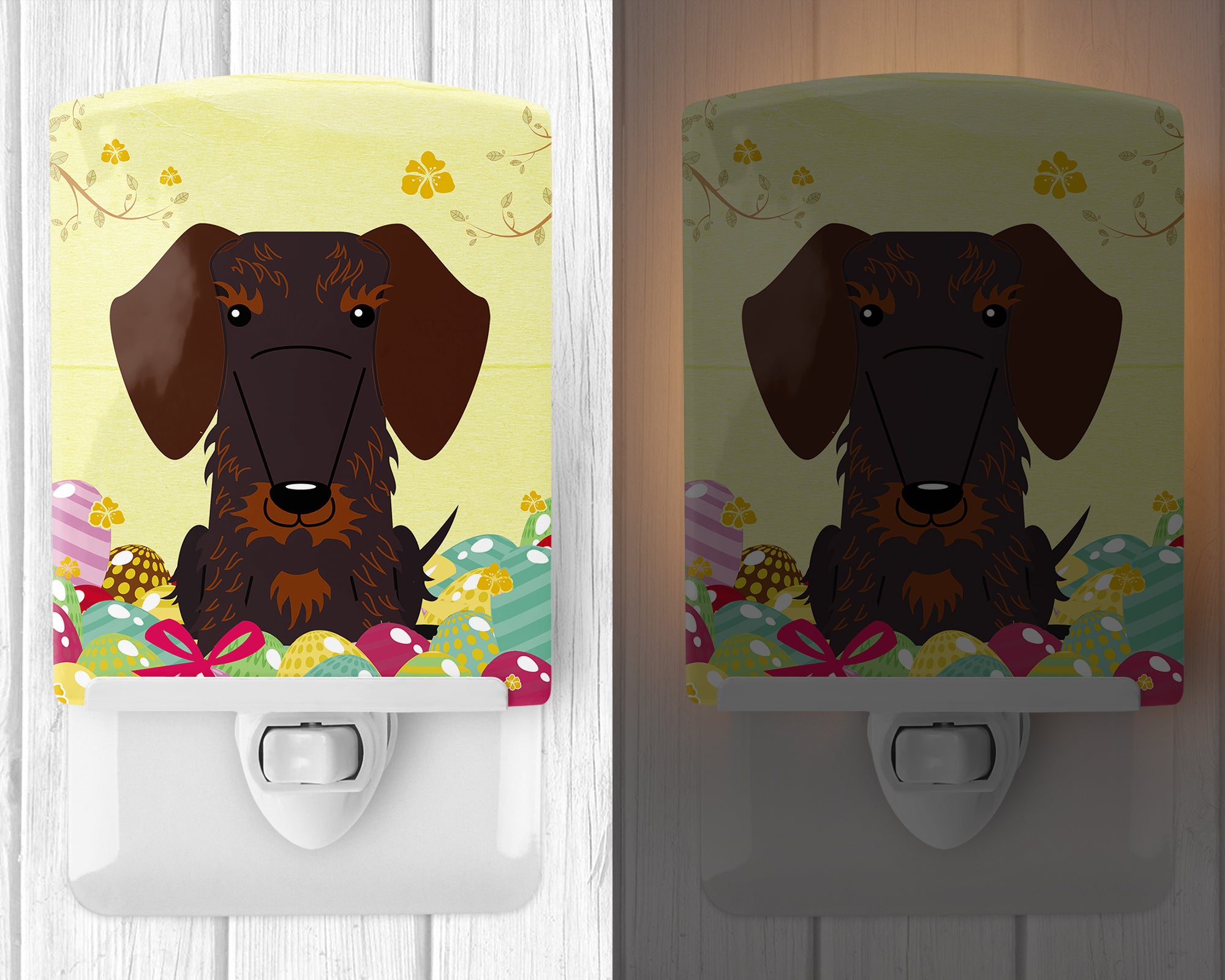 Easter Eggs Wire Haired Dachshund Chocolate Ceramic Night Light BB6129CNL - the-store.com