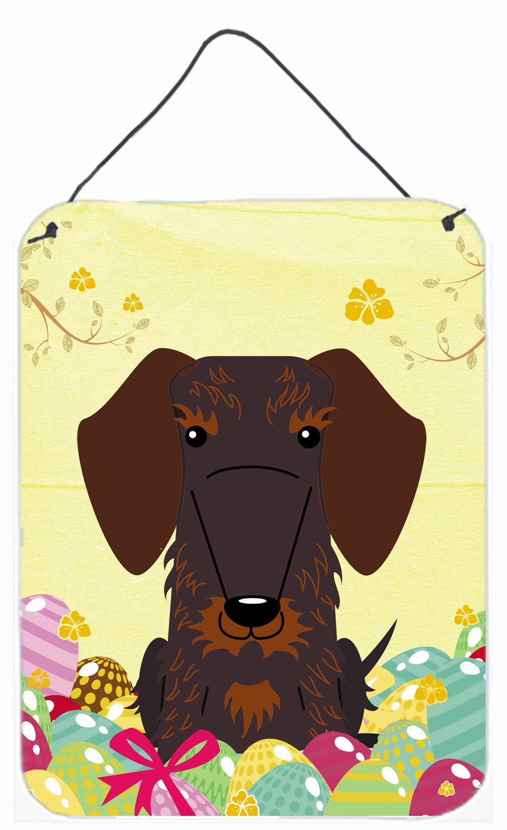 Easter Eggs Wire Haired Dachshund Chocolate Wall or Door Hanging Prints BB6129DS1216 by Caroline's Treasures
