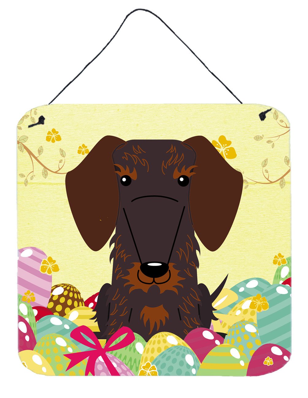 Easter Eggs Wire Haired Dachshund Chocolate Wall or Door Hanging Prints BB6129DS66 by Caroline&#39;s Treasures