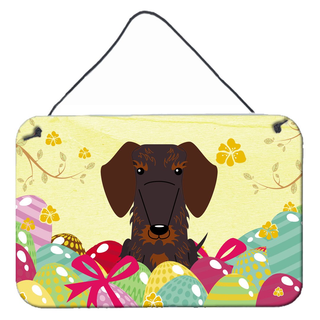 Easter Eggs Wire Haired Dachshund Chocolate Wall or Door Hanging Prints BB6129DS812 by Caroline&#39;s Treasures
