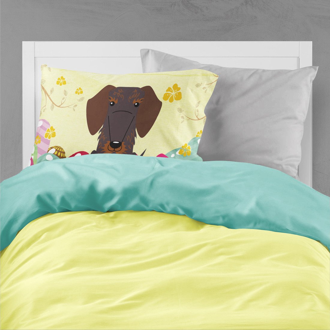 Easter Eggs Wire Haired Dachshund Chocolate Fabric Standard Pillowcase BB6129PILLOWCASE by Caroline's Treasures