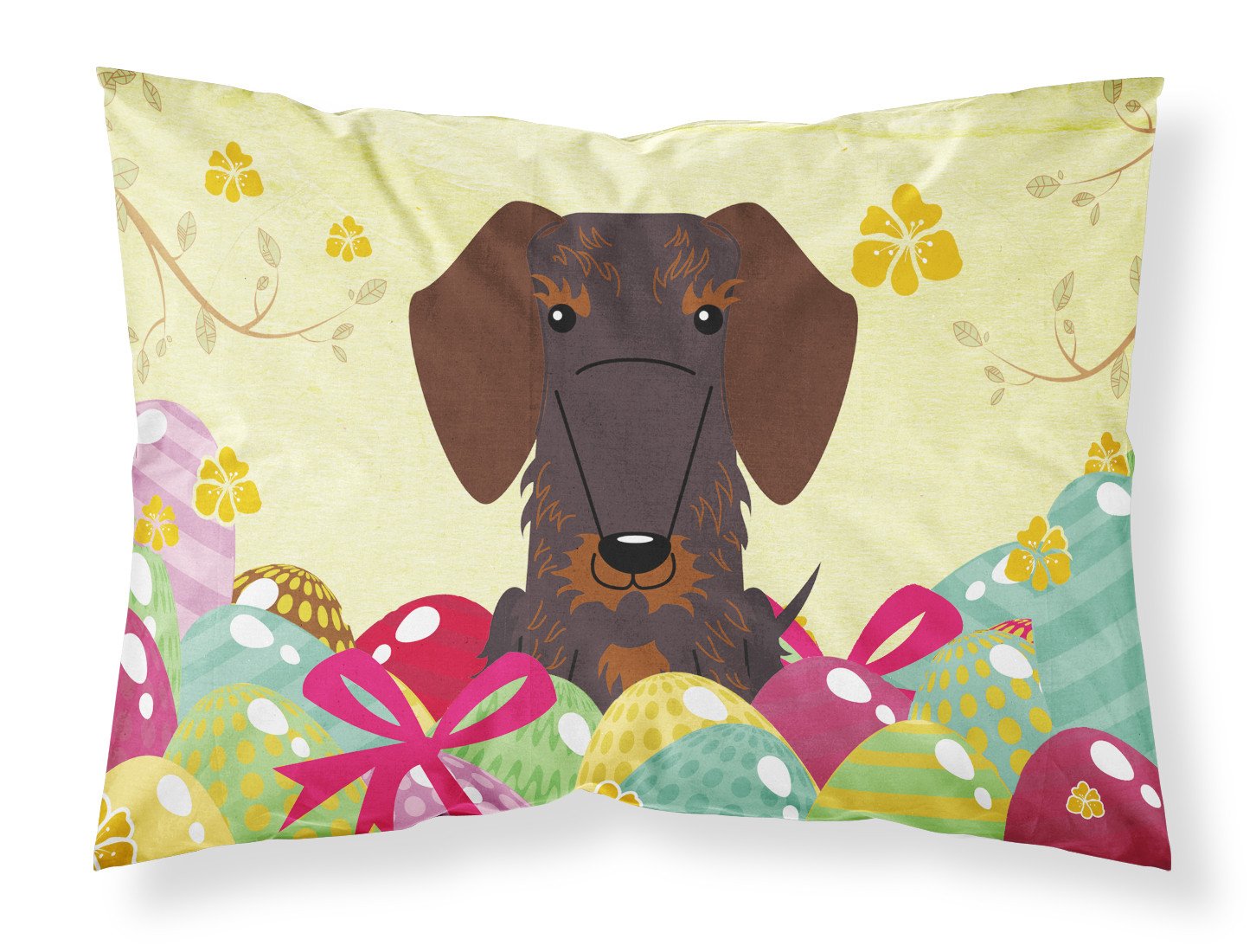 Easter Eggs Wire Haired Dachshund Chocolate Fabric Standard Pillowcase BB6129PILLOWCASE by Caroline's Treasures