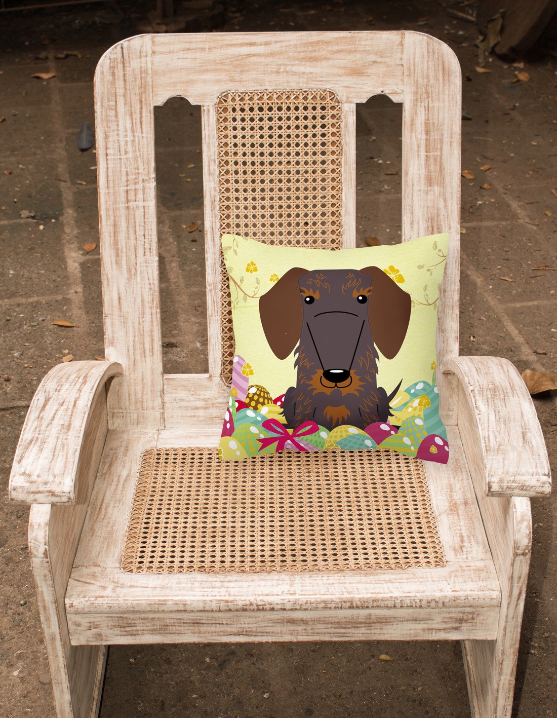 Easter Eggs Wire Haired Dachshund Chocolate Fabric Decorative Pillow BB6129PW1818 by Caroline's Treasures