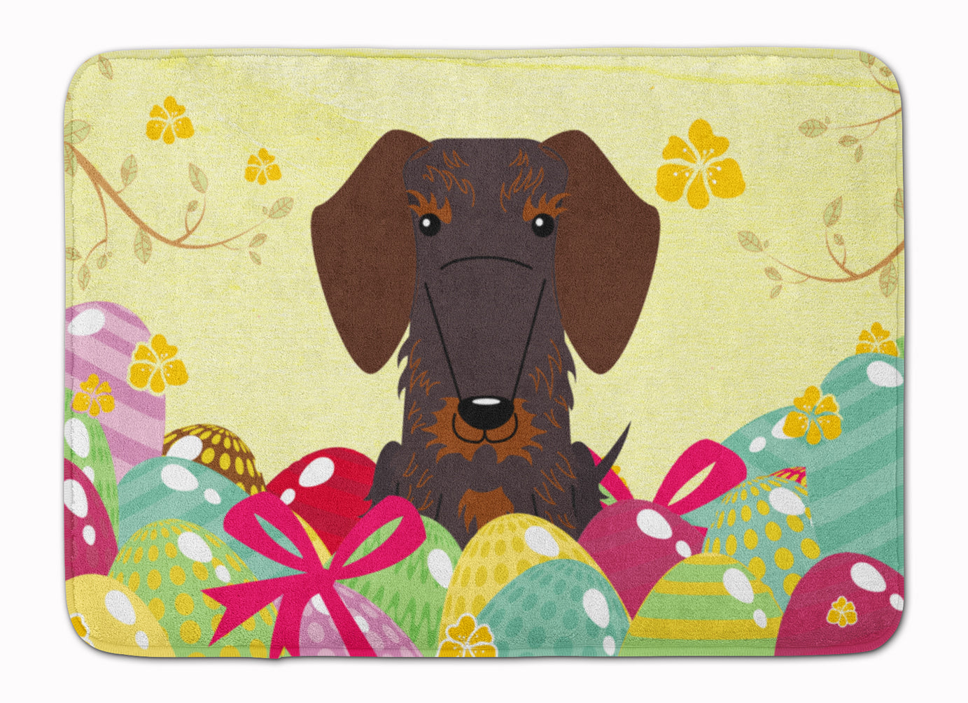 Easter Eggs Wire Haired Dachshund Chocolate Machine Washable Memory Foam Mat BB6129RUG - the-store.com