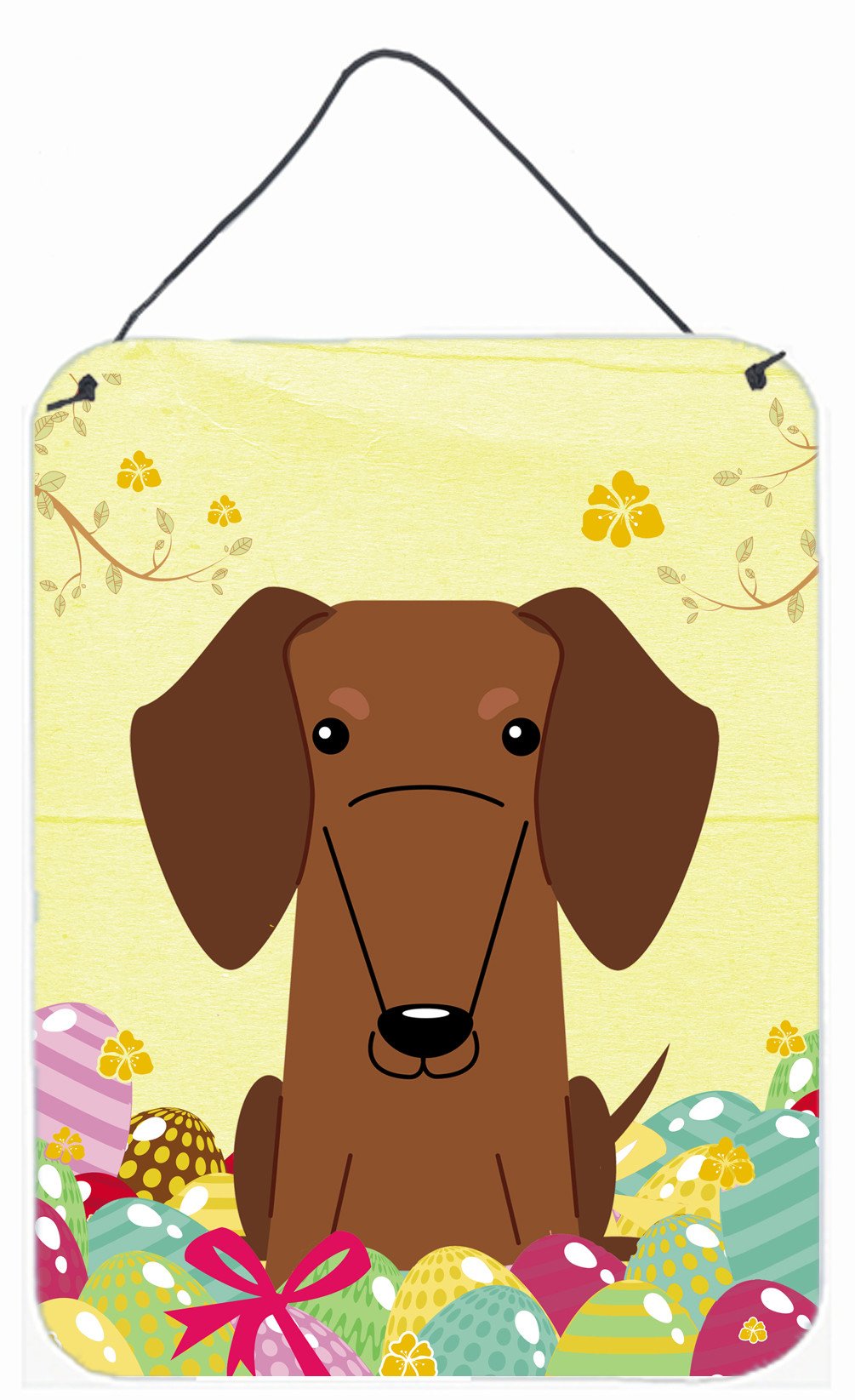Easter Eggs Dachshund Red Brown Wall or Door Hanging Prints BB6130DS1216 by Caroline's Treasures