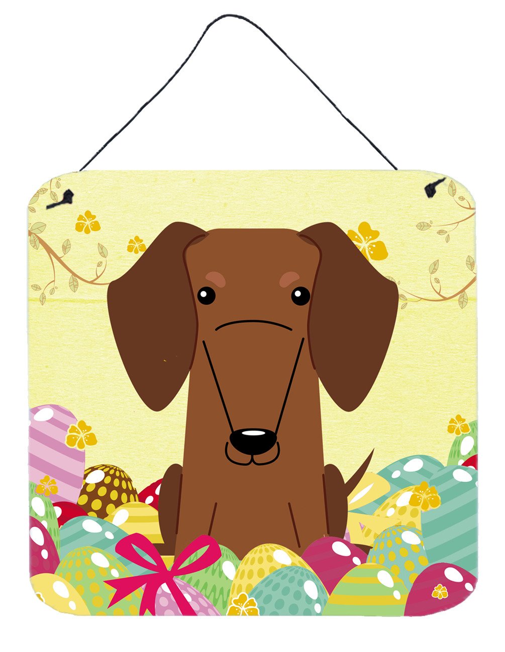 Easter Eggs Dachshund Red Brown Wall or Door Hanging Prints BB6130DS66 by Caroline's Treasures