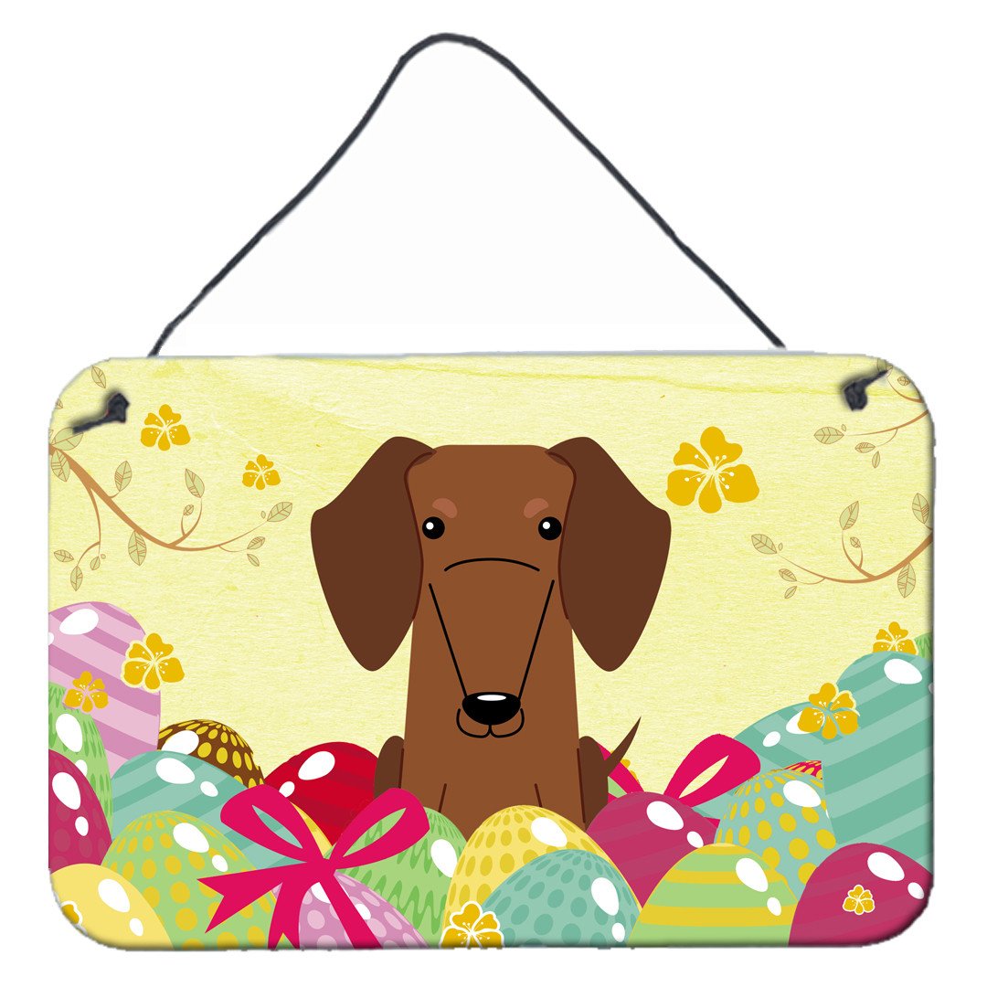 Easter Eggs Dachshund Red Brown Wall or Door Hanging Prints BB6130DS812 by Caroline's Treasures