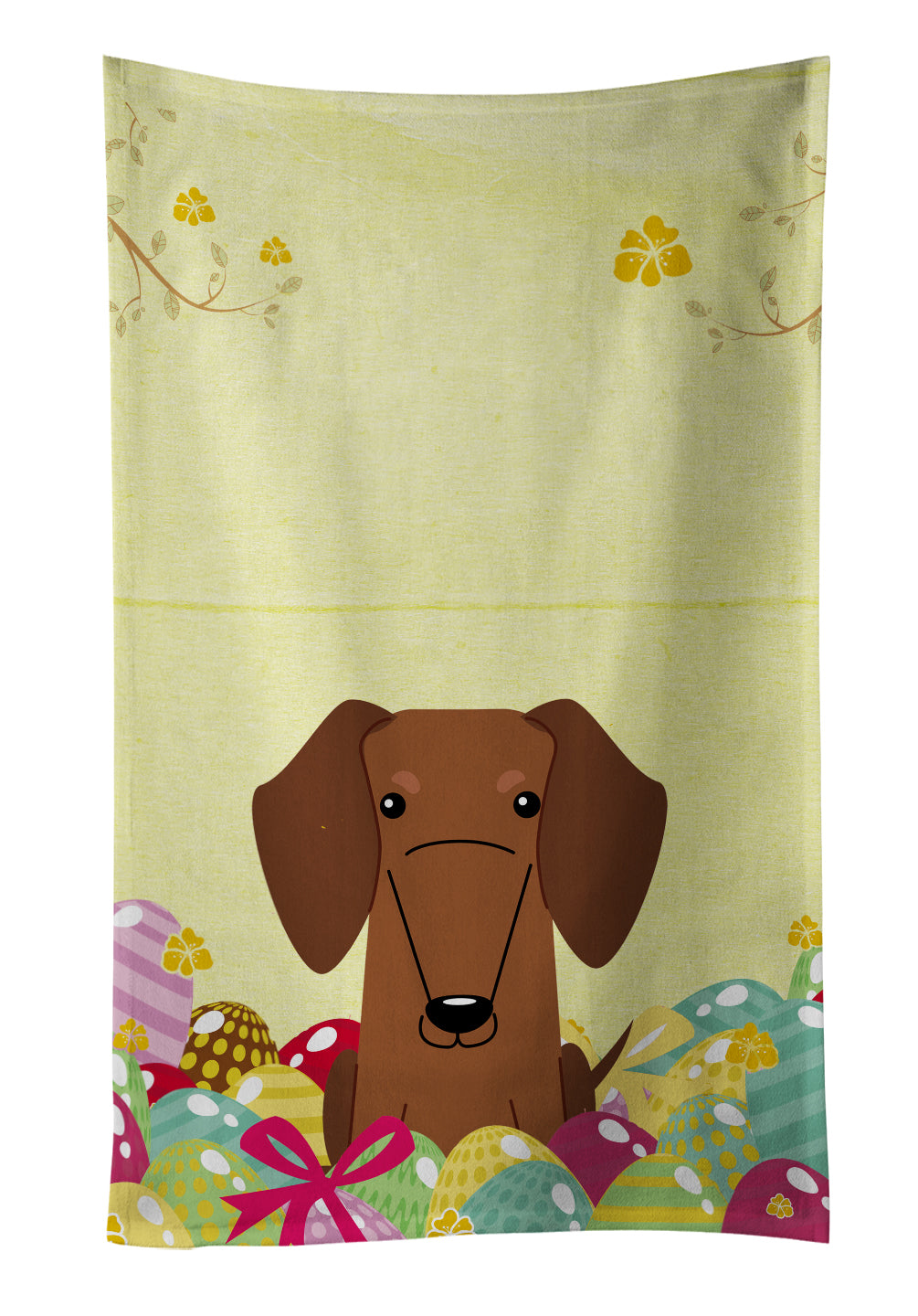 Easter Eggs Dachshund Red Brown Kitchen Towel BB6130KTWL - the-store.com