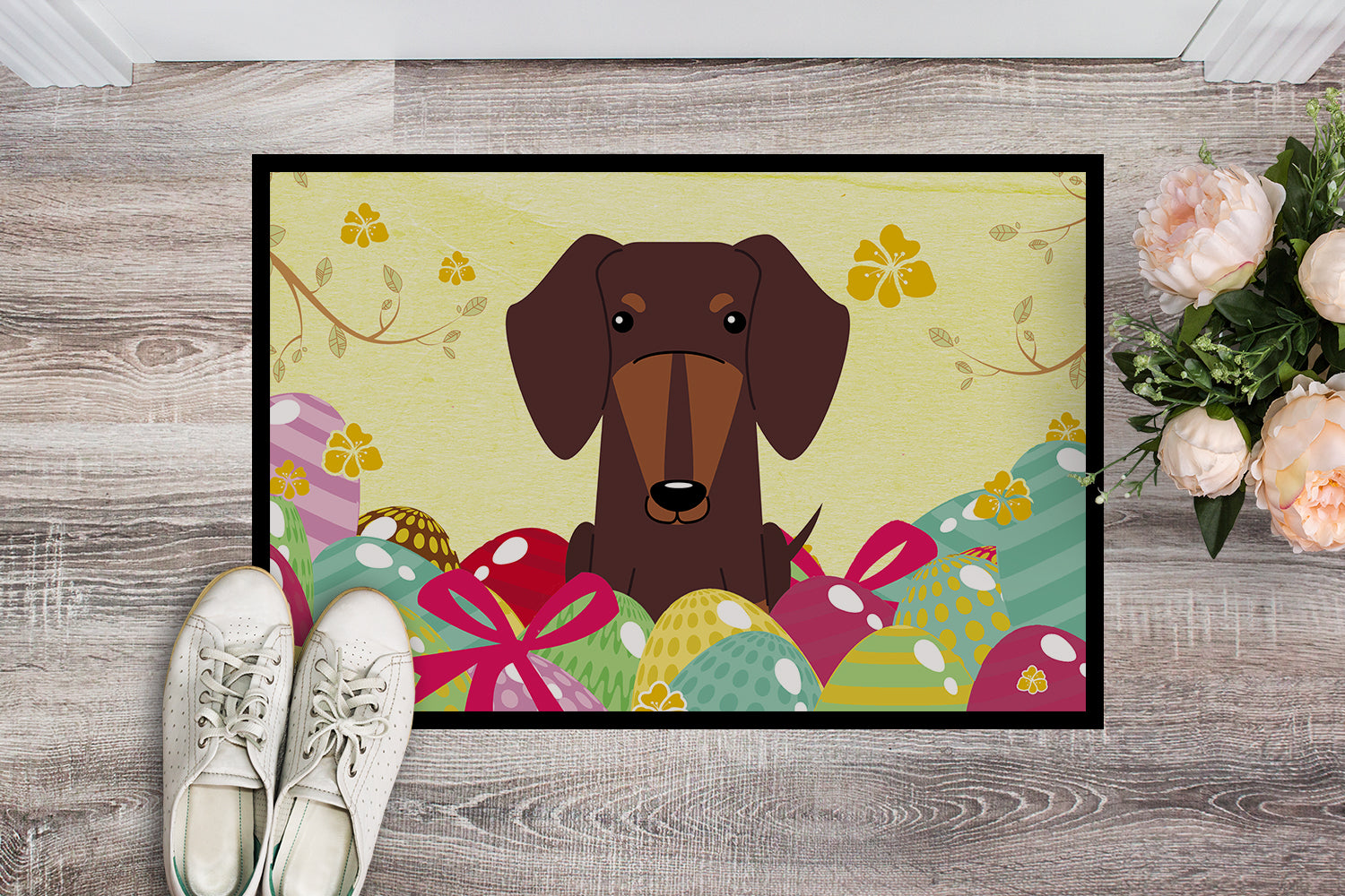 Easter Eggs Dachshund Chocolate Indoor or Outdoor Mat 18x27 BB6131MAT - the-store.com