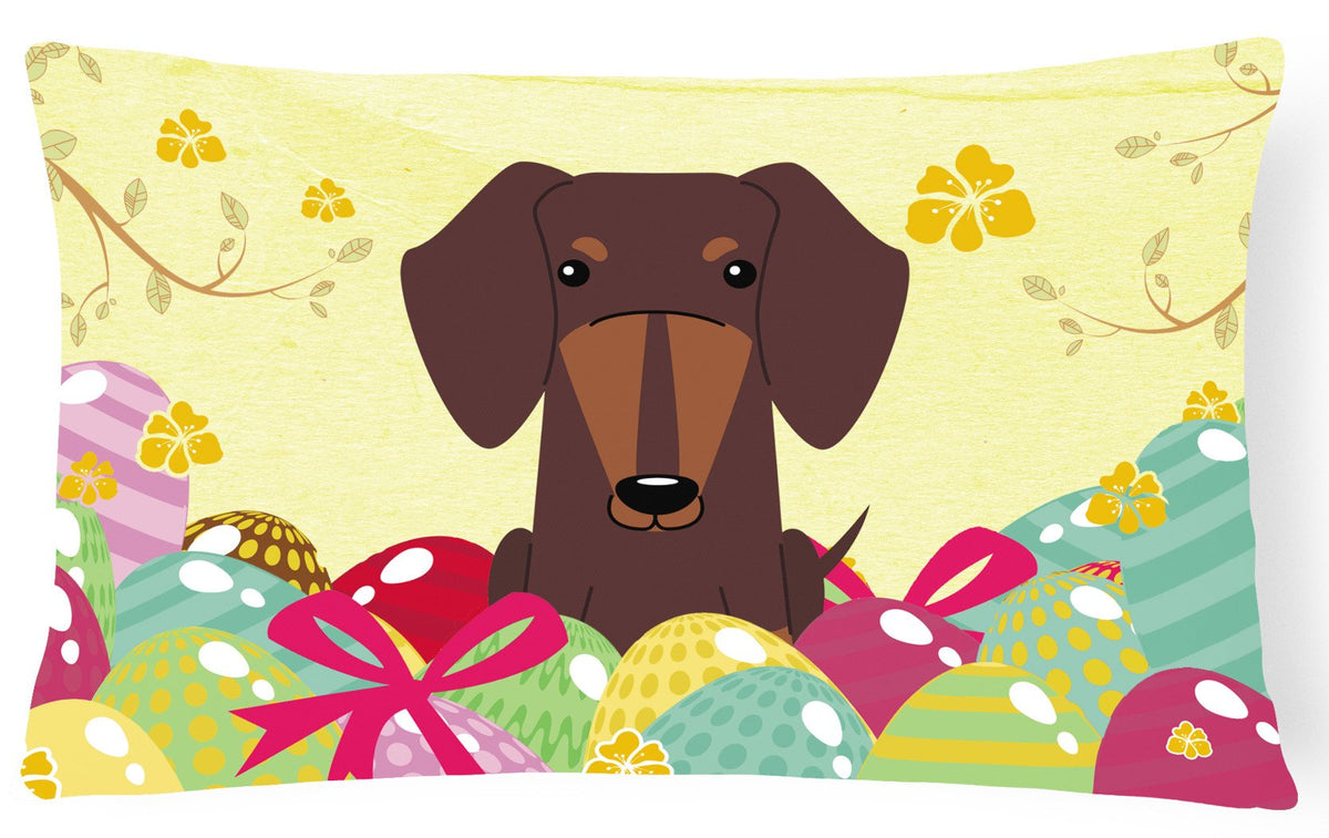 Easter Eggs Dachshund Chocolate Canvas Fabric Decorative Pillow BB6131PW1216 by Caroline&#39;s Treasures