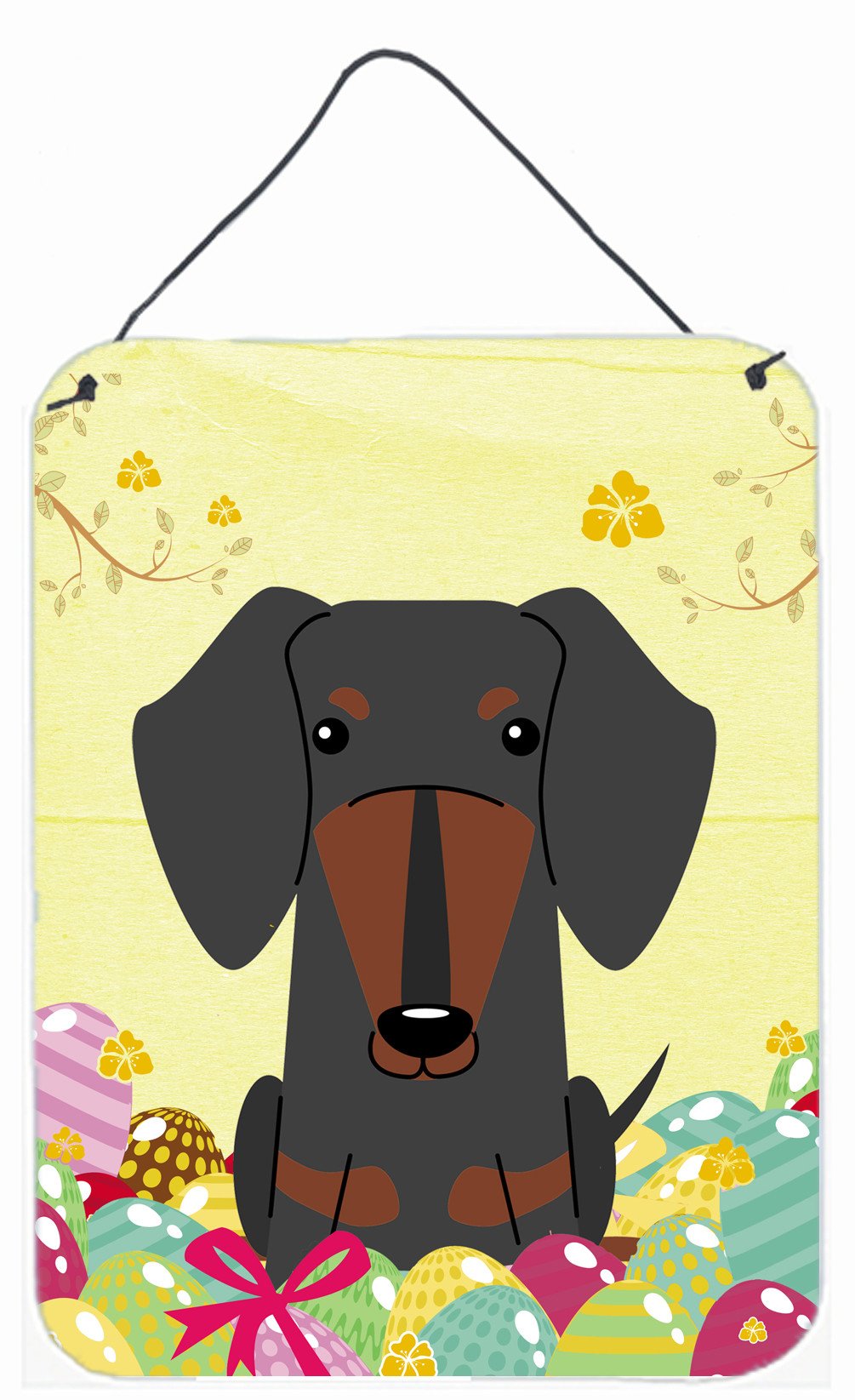 Easter Eggs Dachshund Black Tan Wall or Door Hanging Prints BB6132DS1216 by Caroline's Treasures
