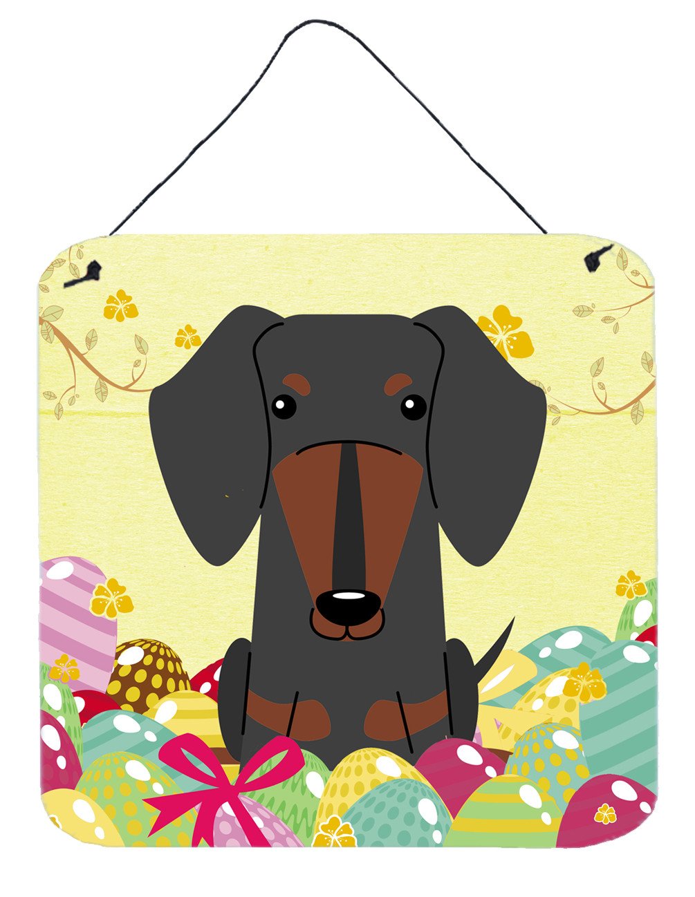 Easter Eggs Dachshund Black Tan Wall or Door Hanging Prints BB6132DS66 by Caroline's Treasures
