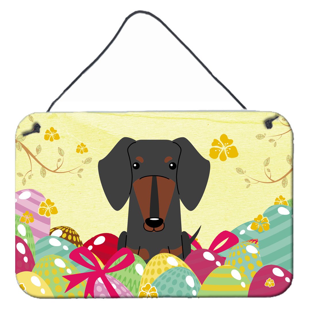 Easter Eggs Dachshund Black Tan Wall or Door Hanging Prints BB6132DS812 by Caroline&#39;s Treasures