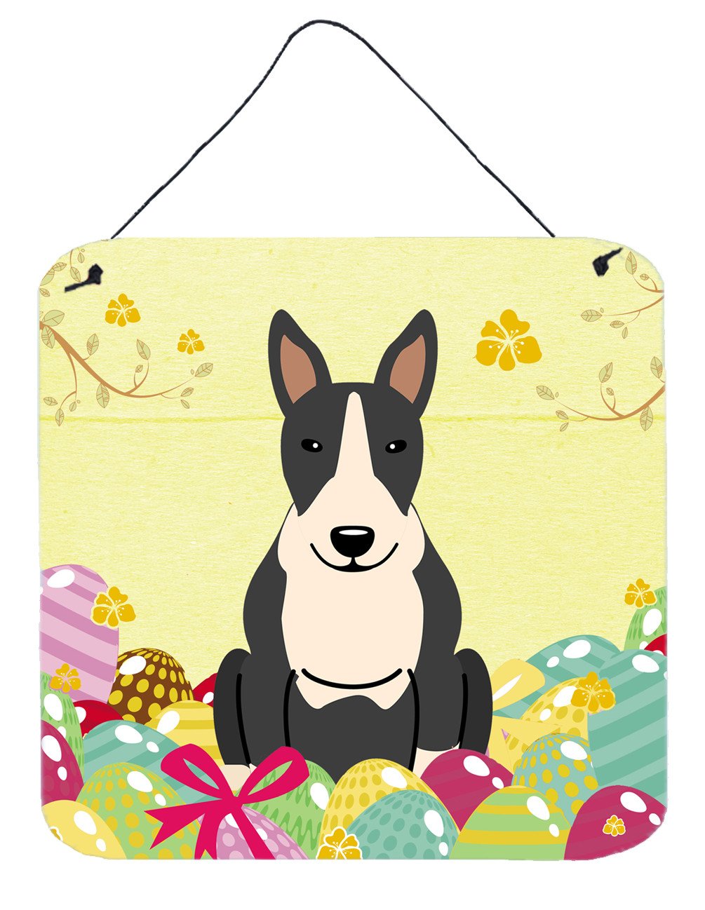 Easter Eggs Bull Terrier Black White Wall or Door Hanging Prints BB6133DS66 by Caroline&#39;s Treasures