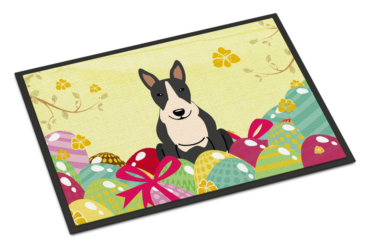 Easter Eggs Bull Terrier Black White Indoor or Outdoor Mat 24x36 BB6133JMAT by Caroline&#39;s Treasures